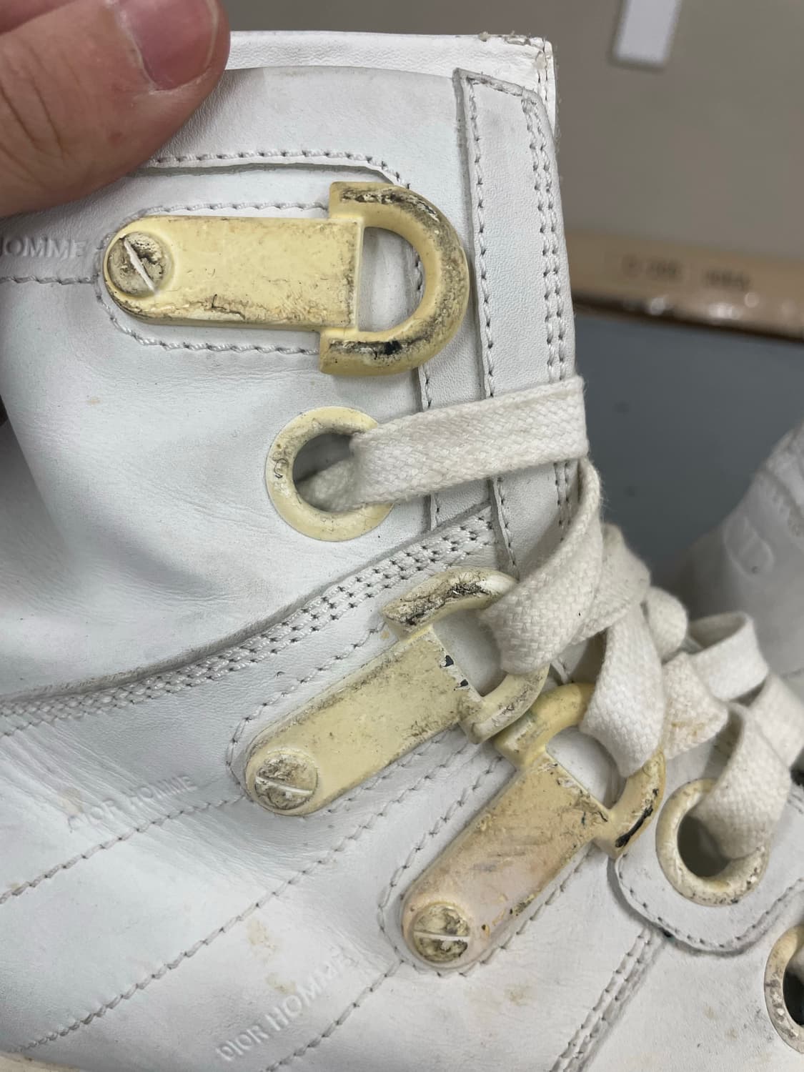 디올 옴므 09SS 올 화이트 하이탑 EU41 상품이미지7