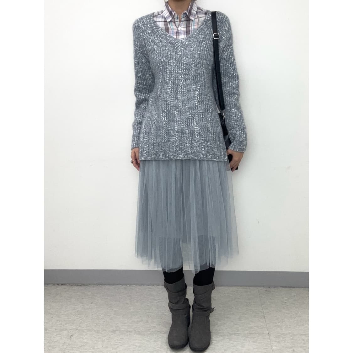 빈티지 블루그레이 샤 스커트 상품이미지1