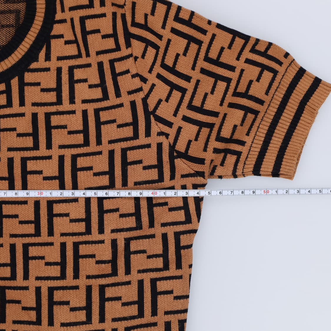 실측확인 빈티지 패턴로고 반팔니트 0313H1 상품이미지5