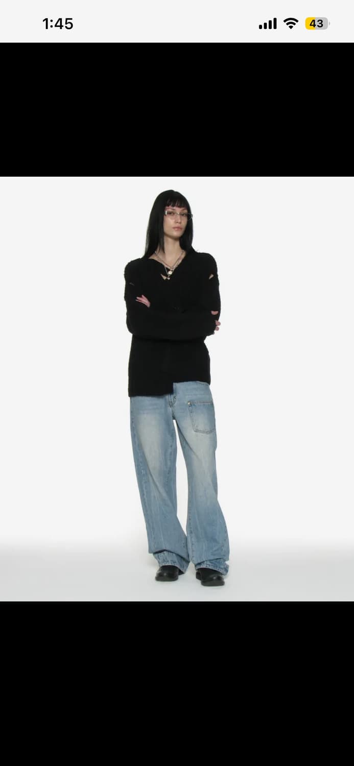 파르티멘토 컷아웃 랩 니트 가디건 블랙 상품이미지5