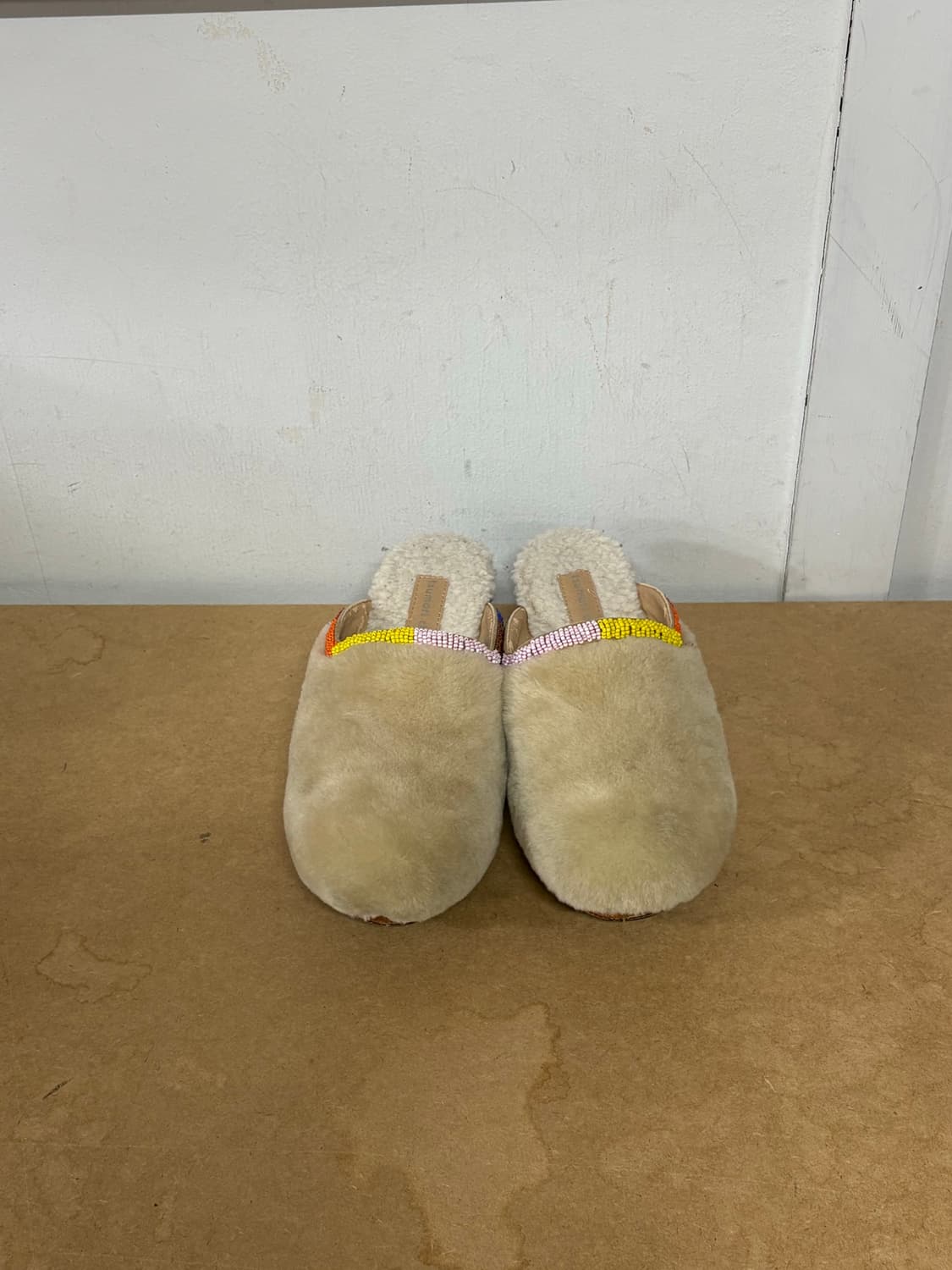 츠모리 치사토 빈티지 에스닉 비즈 퍼 우드 클로그 뮬 상품이미지2