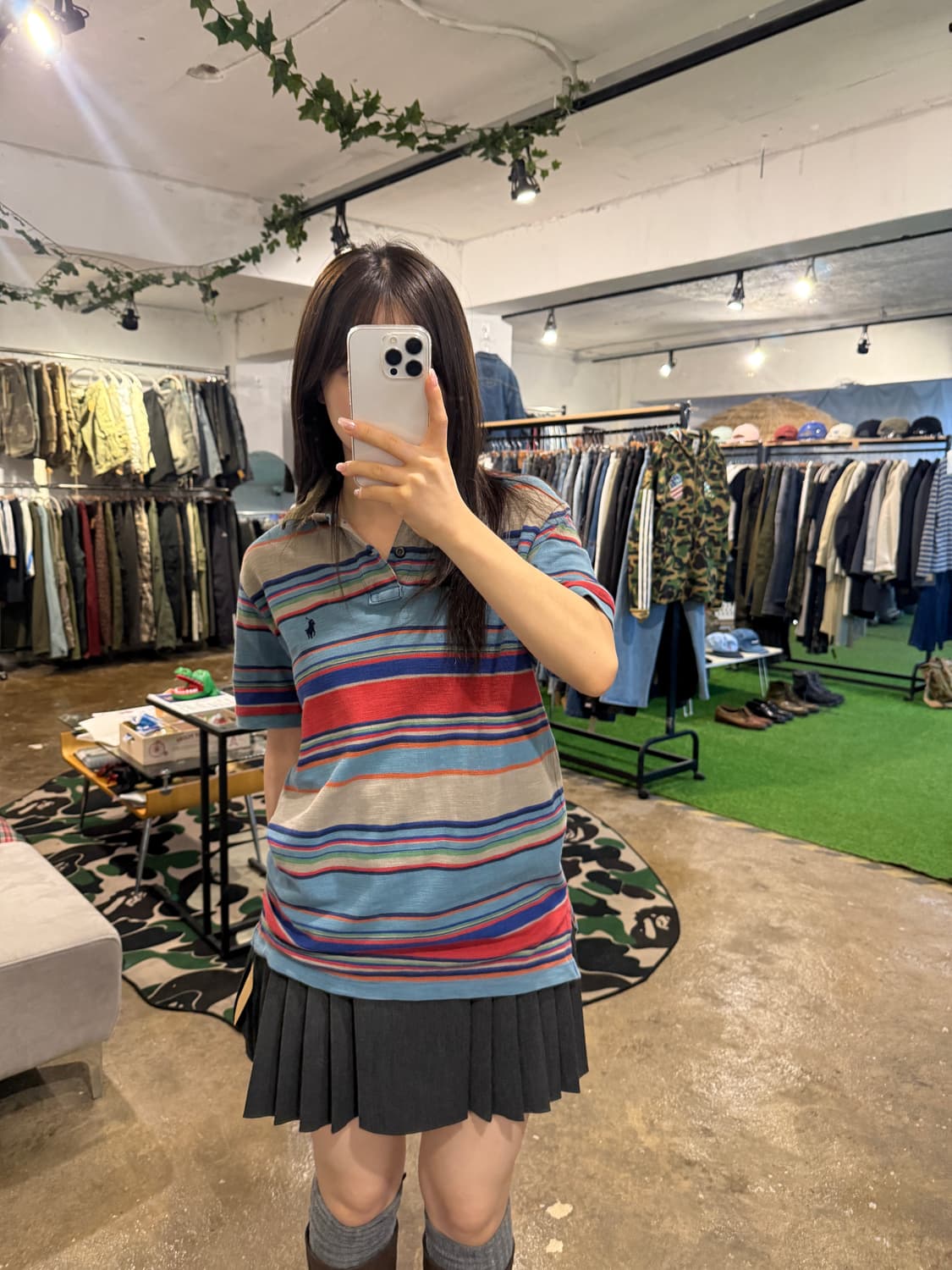 폴로 랄프로렌 커스텀핏 멀티 스트라이프 반팔 카라티 상품이미지3