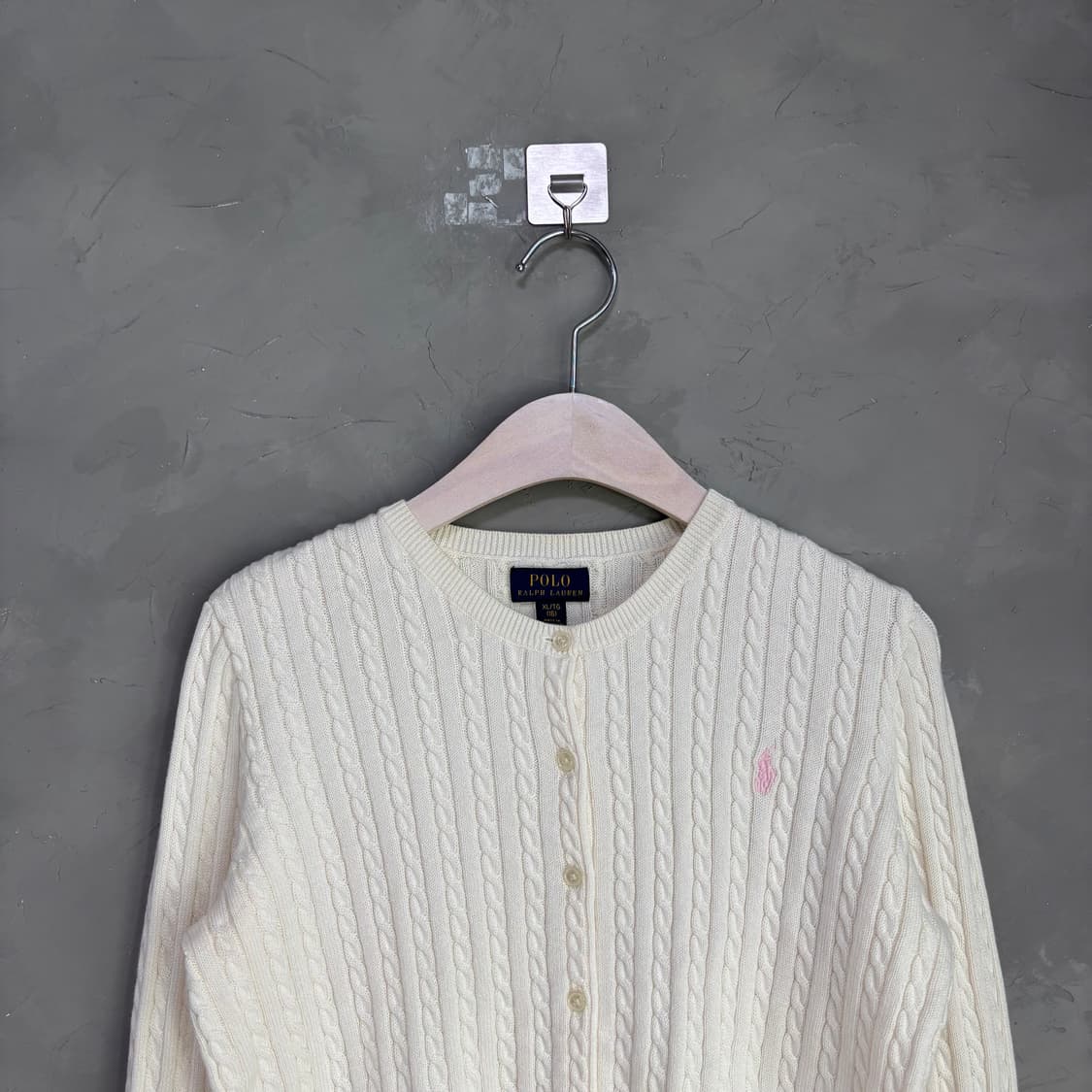 폴로 랄프로렌 꽈배기 니트 가디건 아이보리 상품이미지2
