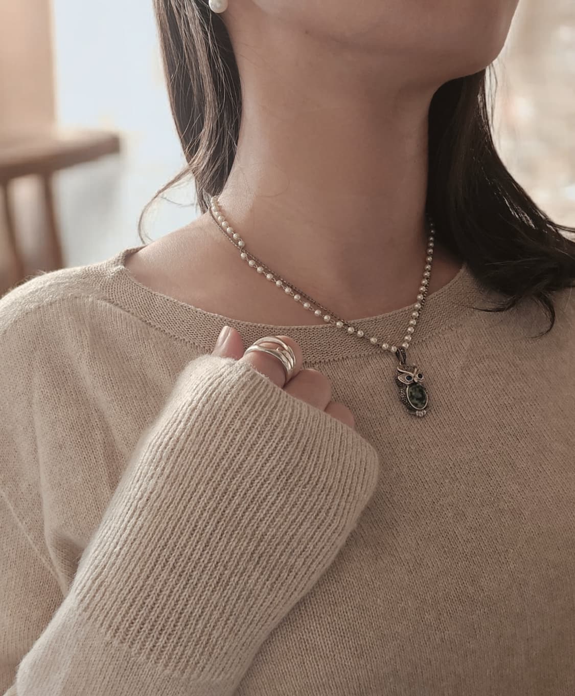 터키석 부엉이 팬던트 은 목걸이 상품이미지5