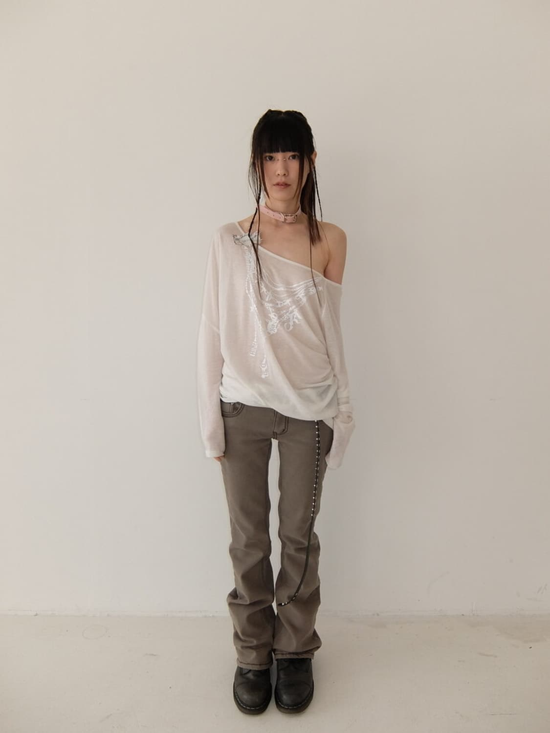 샵페어리 stitch low rise flare pants (khaki) 상품이미지1