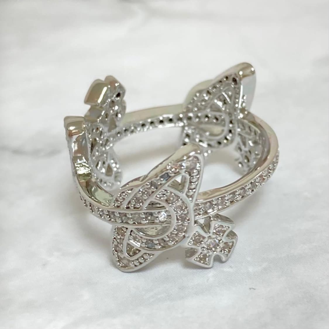 비비안웨스트우드 화이트크리스탈 실버 orb링 반지 상품이미지3