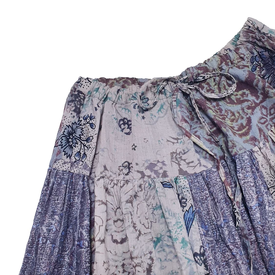 패치워크 레이어드 코튼 프릴 미디 스커트 상품이미지4