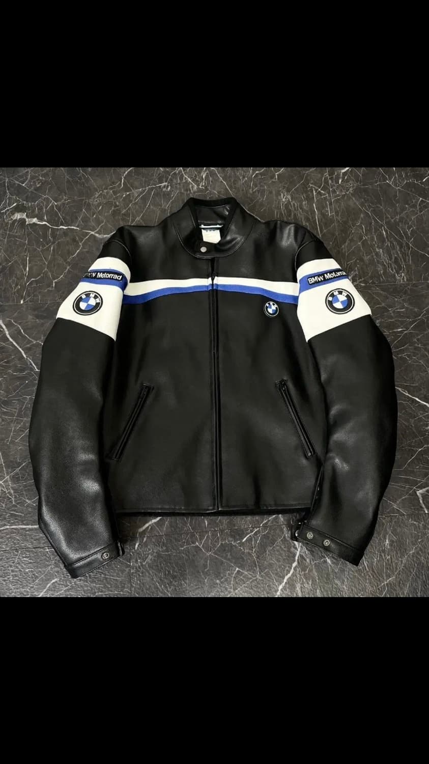 Bmw 소가죽 레더 레이싱 바이커 자켓 블랙 상품이미지1