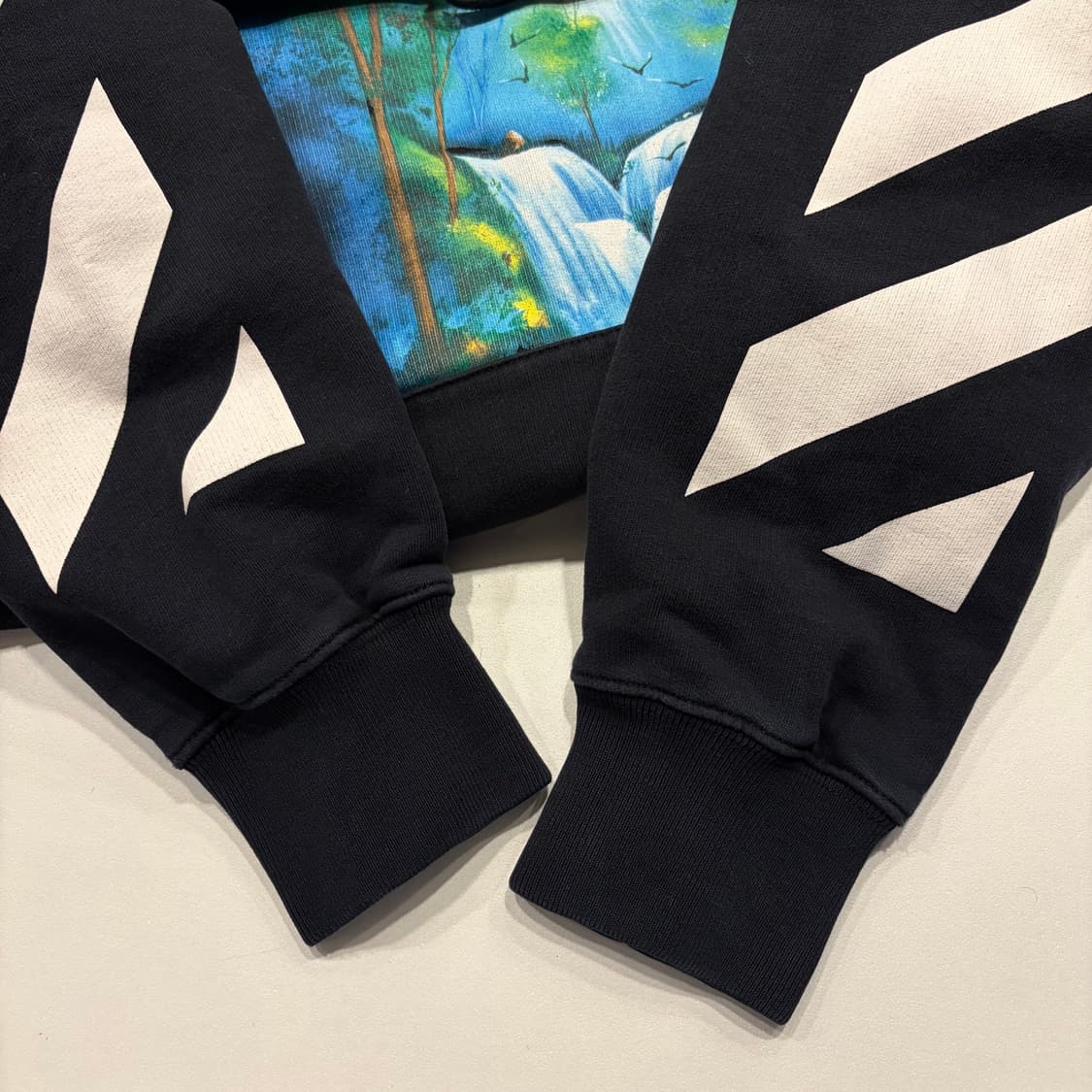 [M] 오프화이트 워터풀 폭포 프린팅 블랙 후드티 C241 상품이미지7