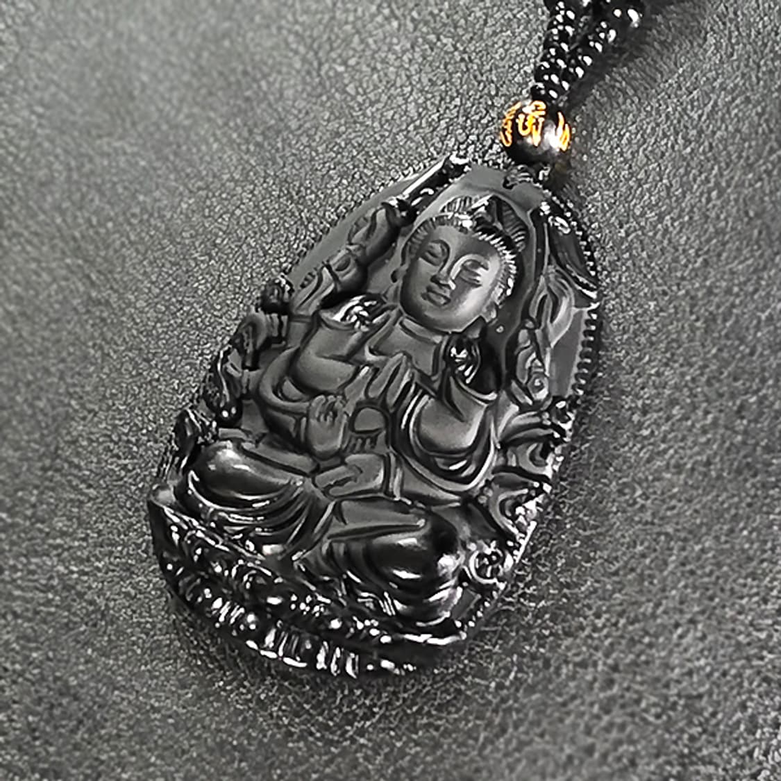 천수관음 흑요석 펜던트 불상 부처님 불교 남자 목걸이 상품이미지1