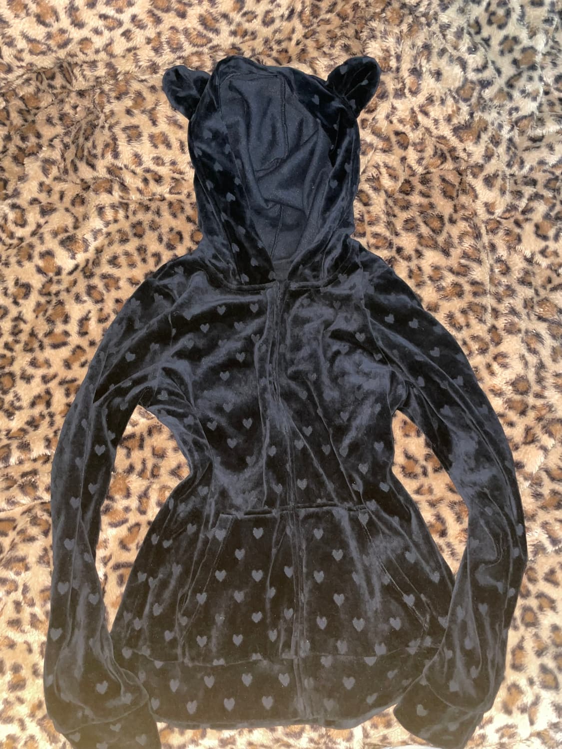 네코 벨벳 갸루 펑크 하트 후드집업 상품이미지2