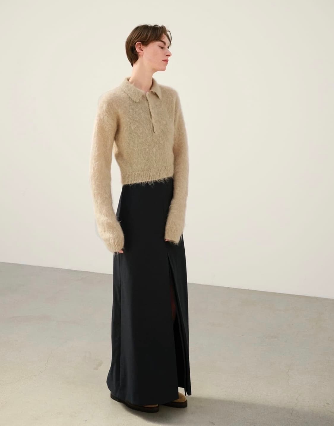 오라리 모헤어 폴로니트 베이지 0사이즈 상품이미지2