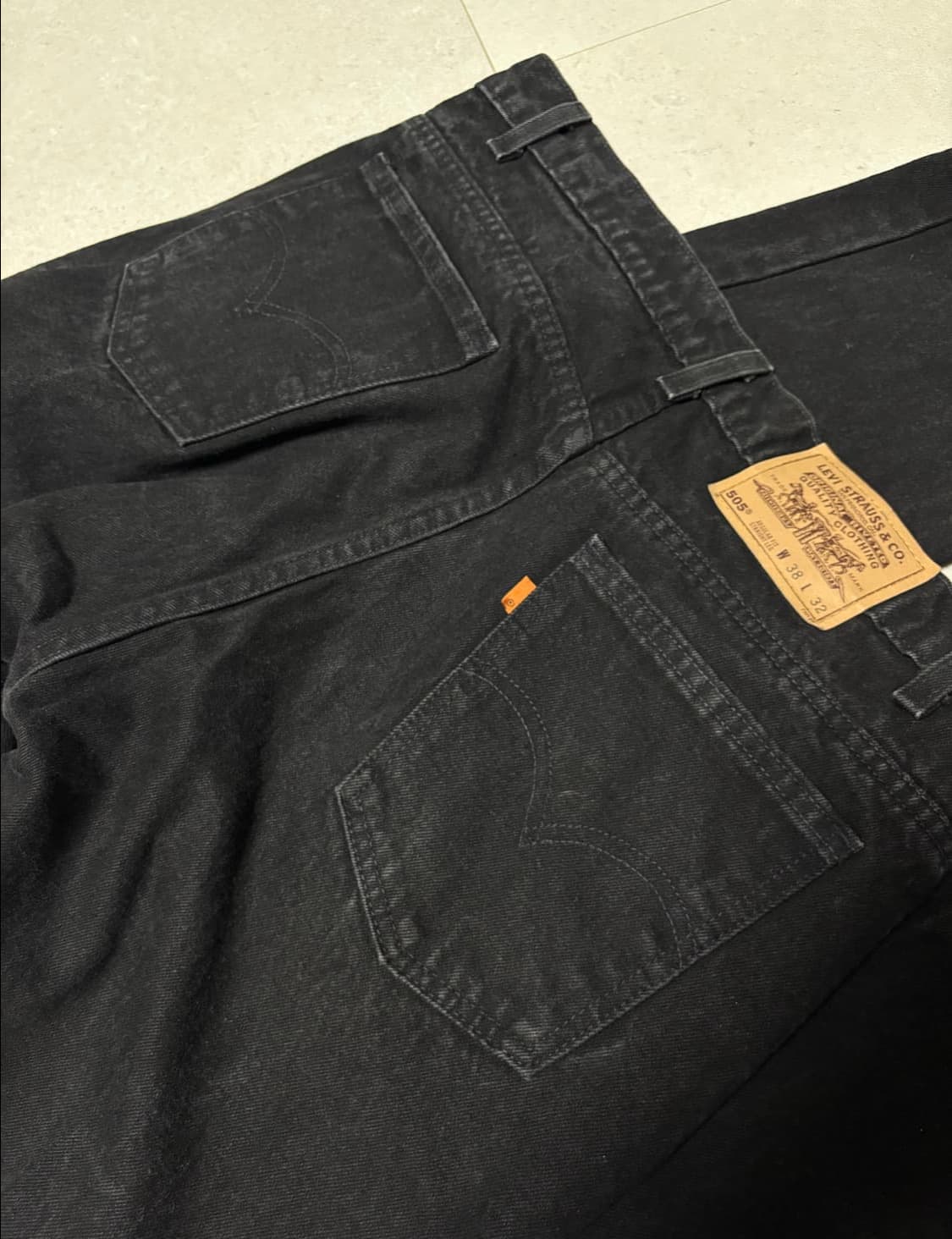 90s levi's 505 오렌지탭 블랙진 Made in USA 상품이미지3