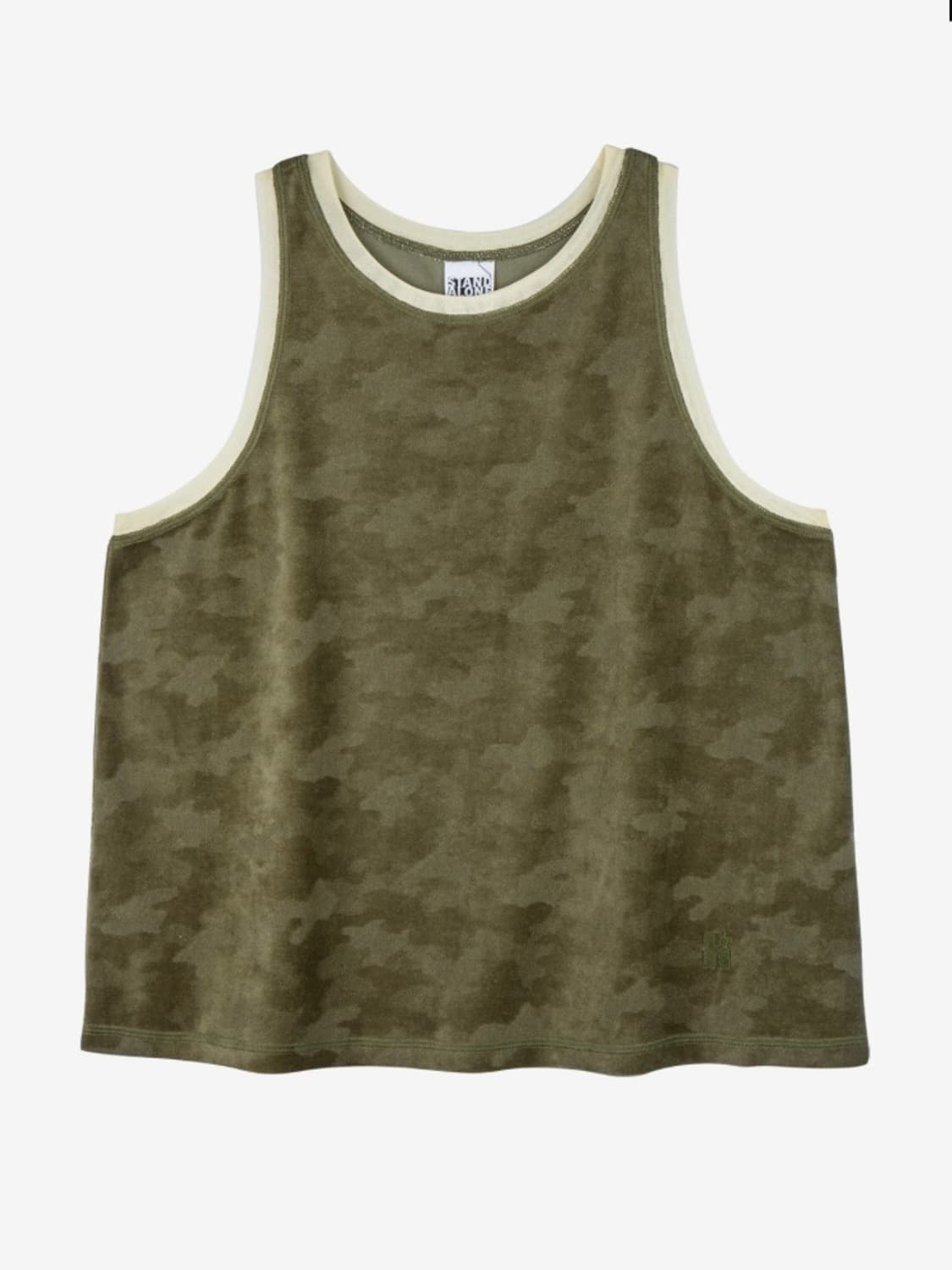 스탠드얼론 카모 벨벳 나시 탑 상품이미지1