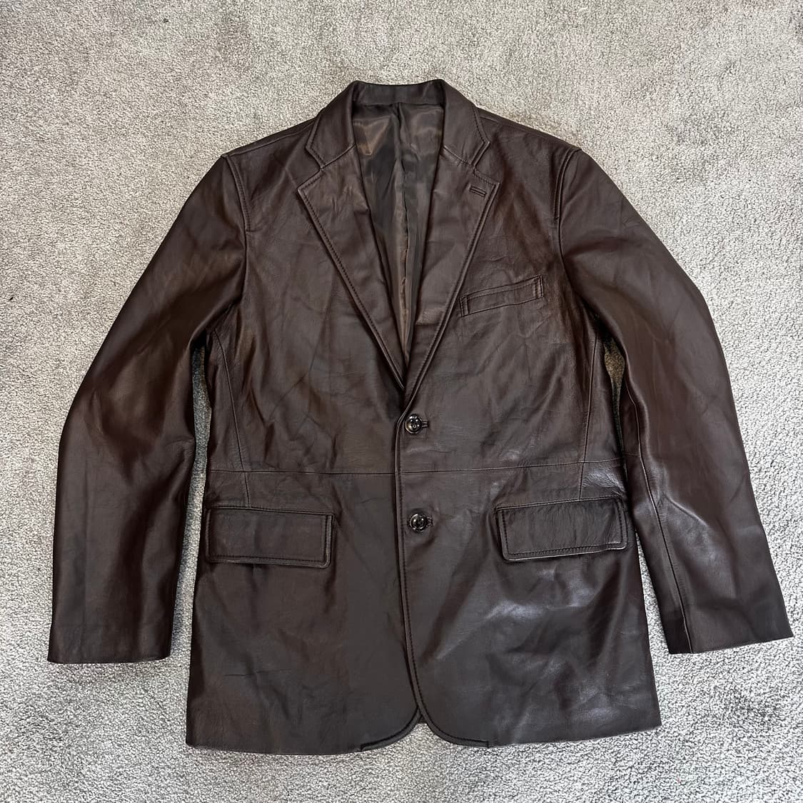 빈티지 브라운 양가죽 싱글 블레이저 자켓M 상품이미지10