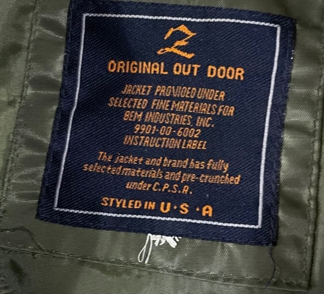 USA 공군 MA-1 카키 항공점퍼 자켓 105/XL 상품이미지4