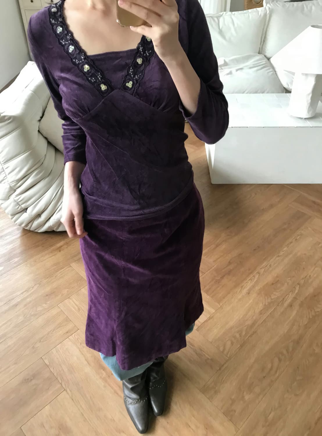 vintage purple velvet top 상품이미지5