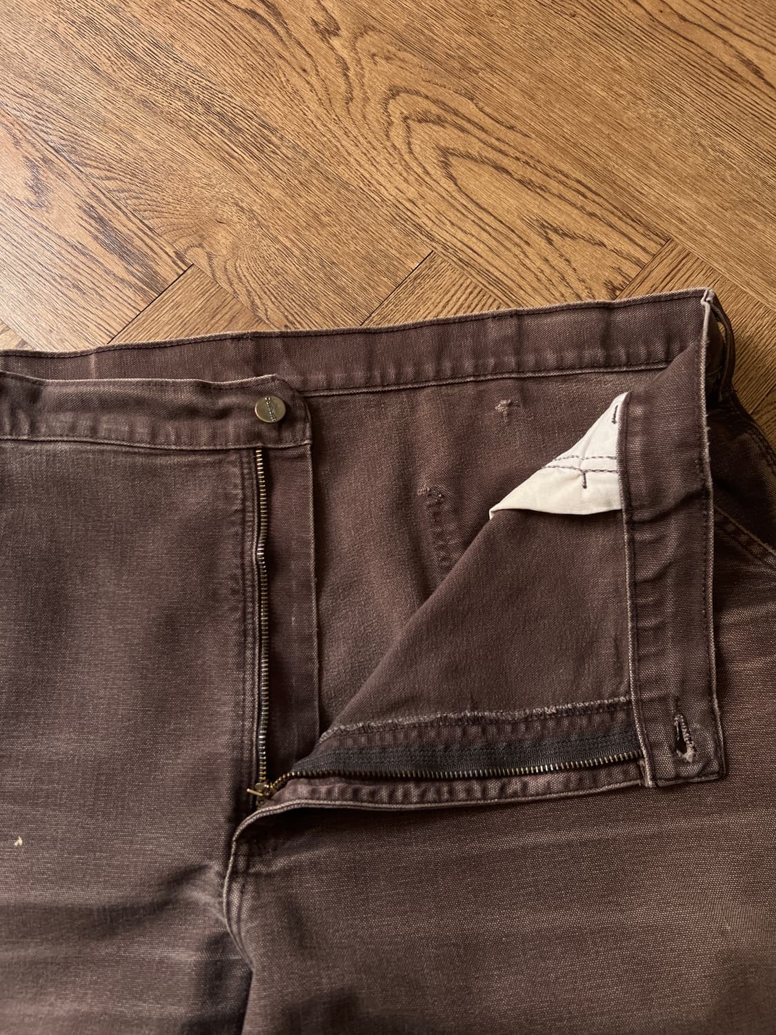 [42]칼하트 USA 하드 페이딩 다크브라운 싱글니 워크 팬츠 상품이미지3