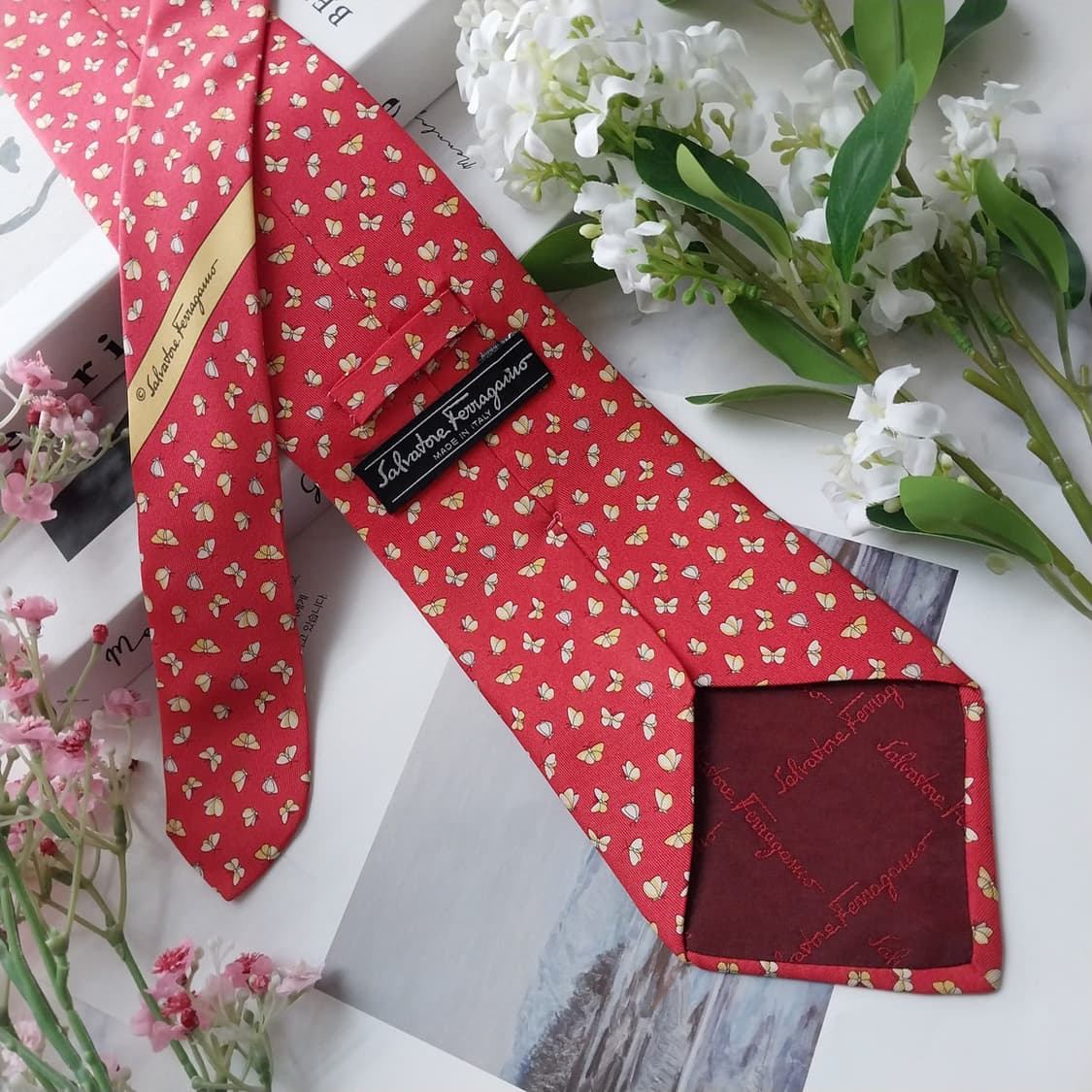 살바토레 페라가모 나비 패턴 넥타이 10.2cm A+~A등급 K2245 상품이미지5