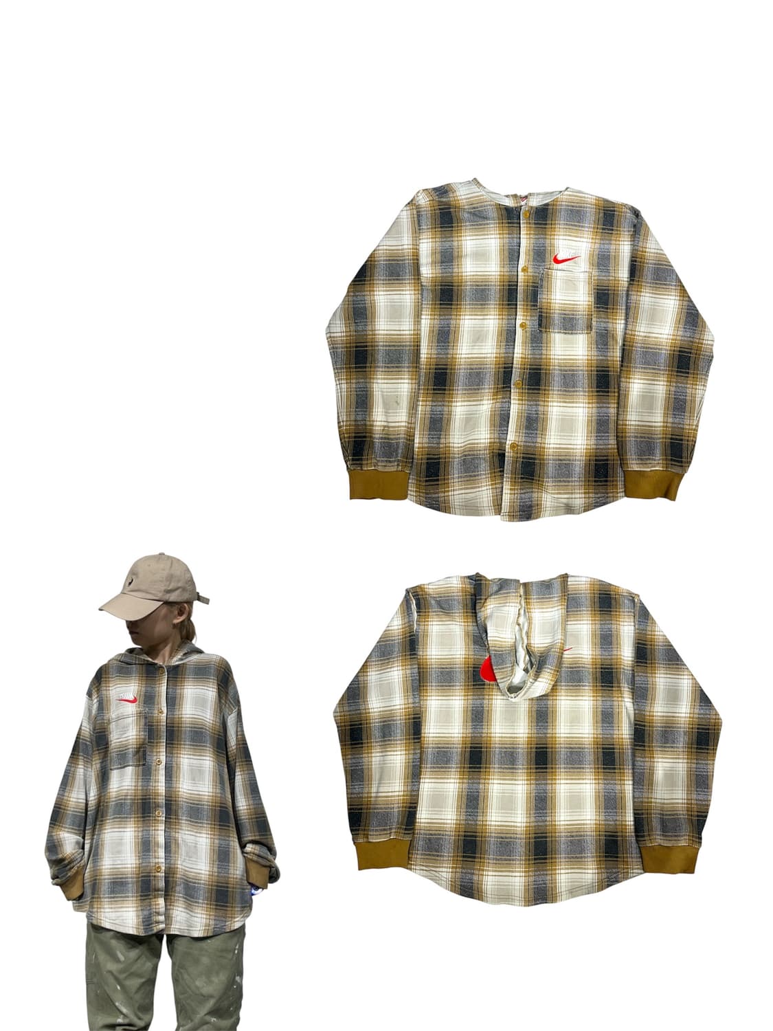 나이키 브라운 슈프림 로고 체크 자켓 XL 상품이미지1