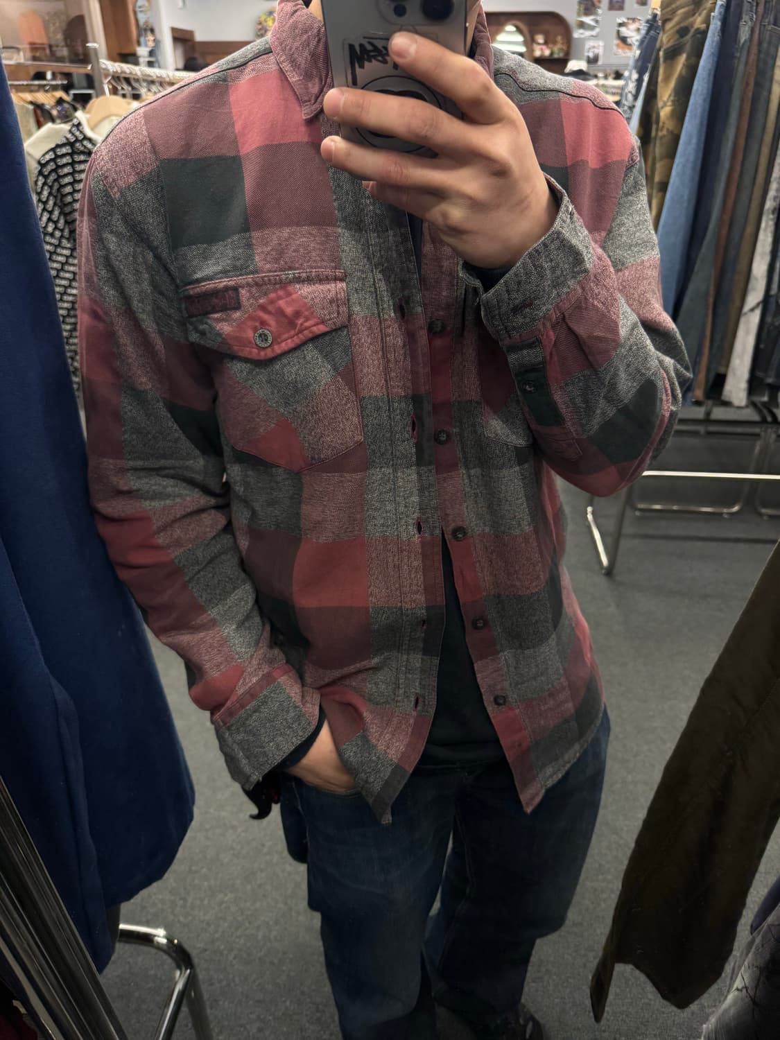 M)할리데이비슨 빈티지 후면 프린팅 체크 긴팔셔츠 상품이미지1