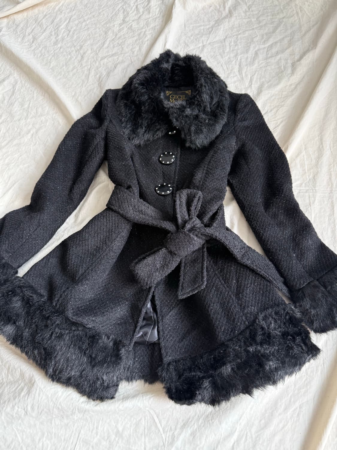 세실맥비 로맨틱고딕 오네갸루 고스로리 펑크 달천 트위드 퍼 트리밍 코트 상품이미지2