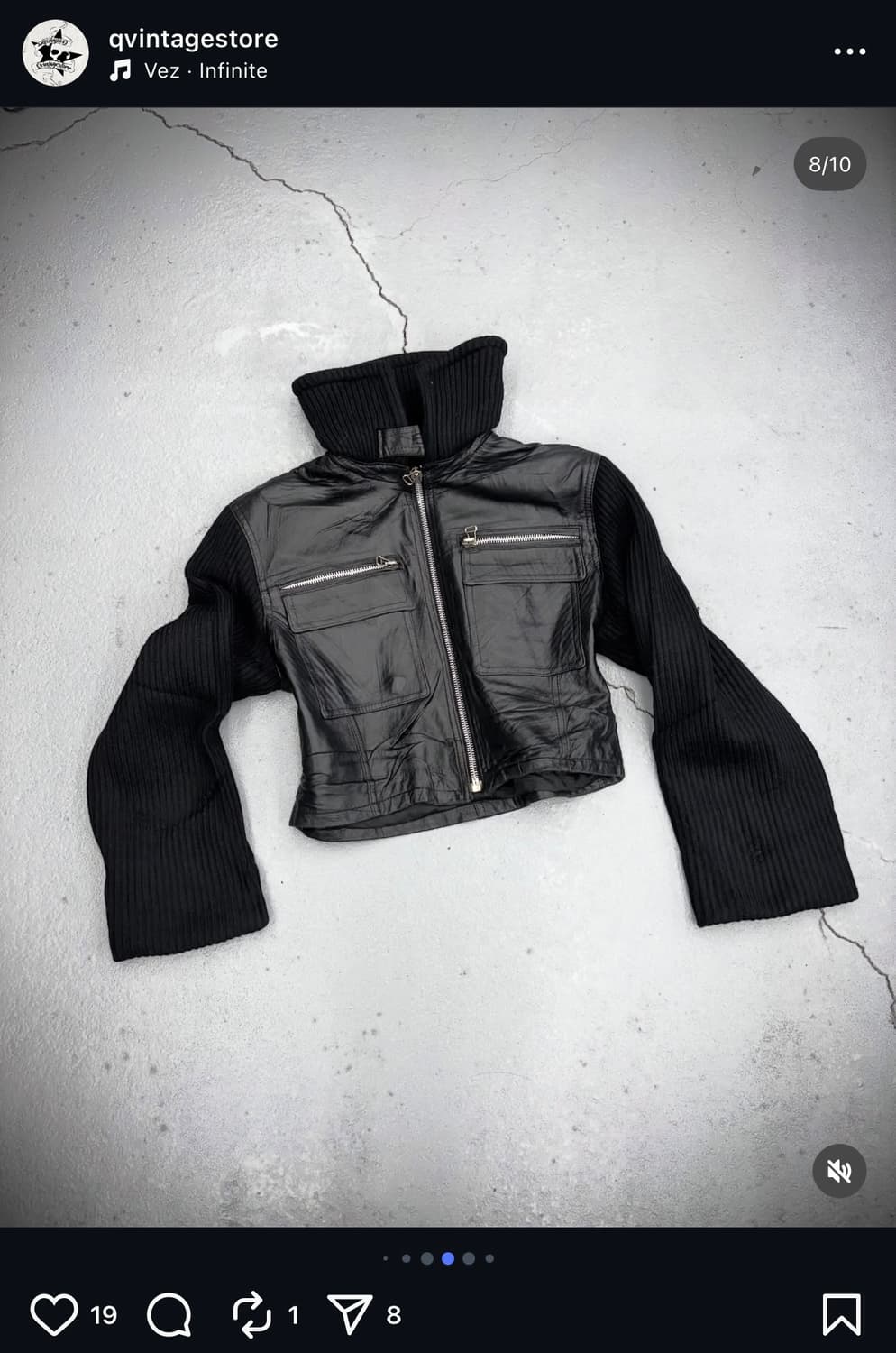 큐빈티지 샵502 ACR 프리뷰 무채색 크롭 집업 상품이미지1