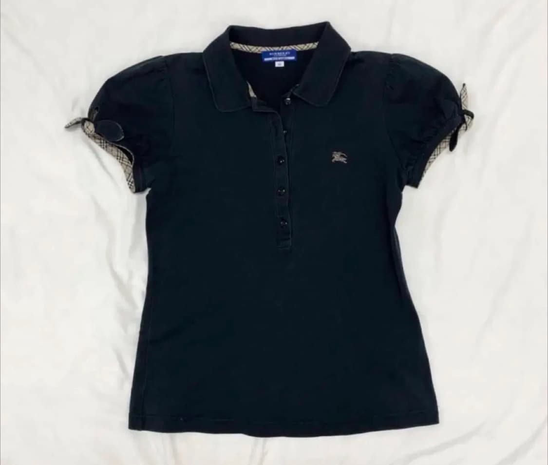 버버리 blue label 블랙 클래식체크 퍼프 블라우스 상품이미지1