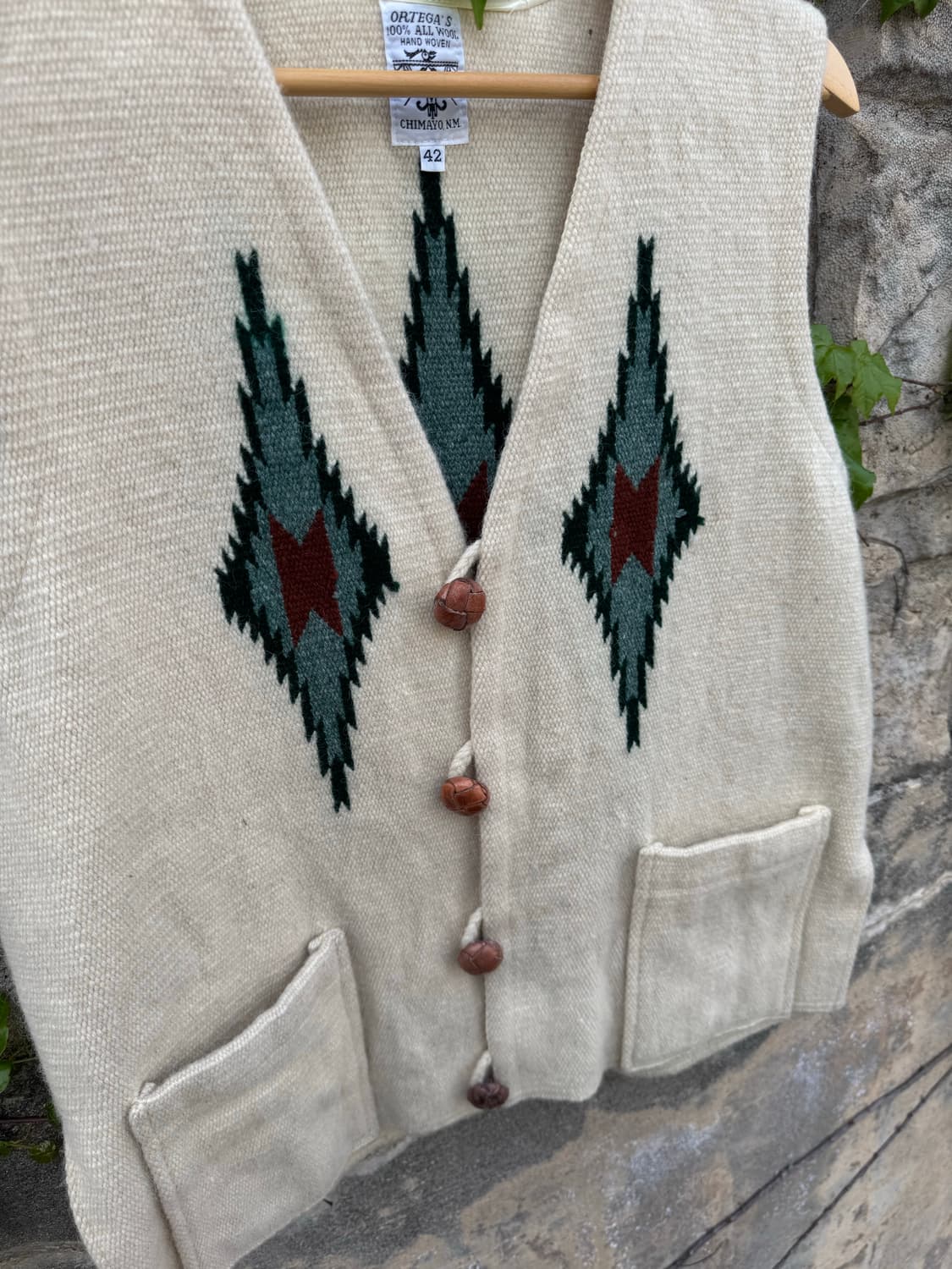 오르테가 핸드 우븐 울 네이티브 아메리칸 웨스턴 치마요 베스트 조끼 상품이미지5