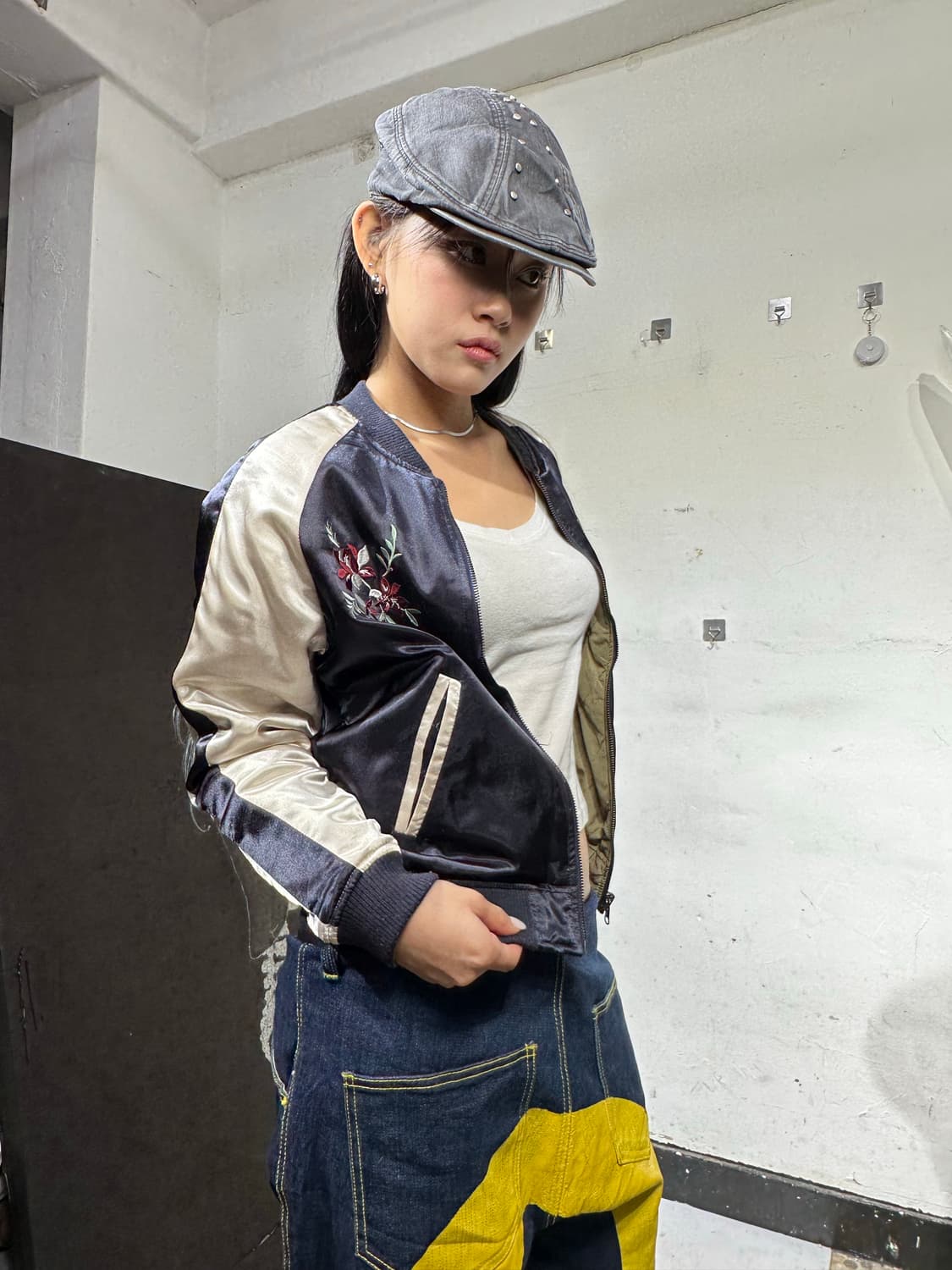 Jpn 일본빈티지 오리엔탈 네이비 카키 양면 스카잔 자켓 상품이미지4