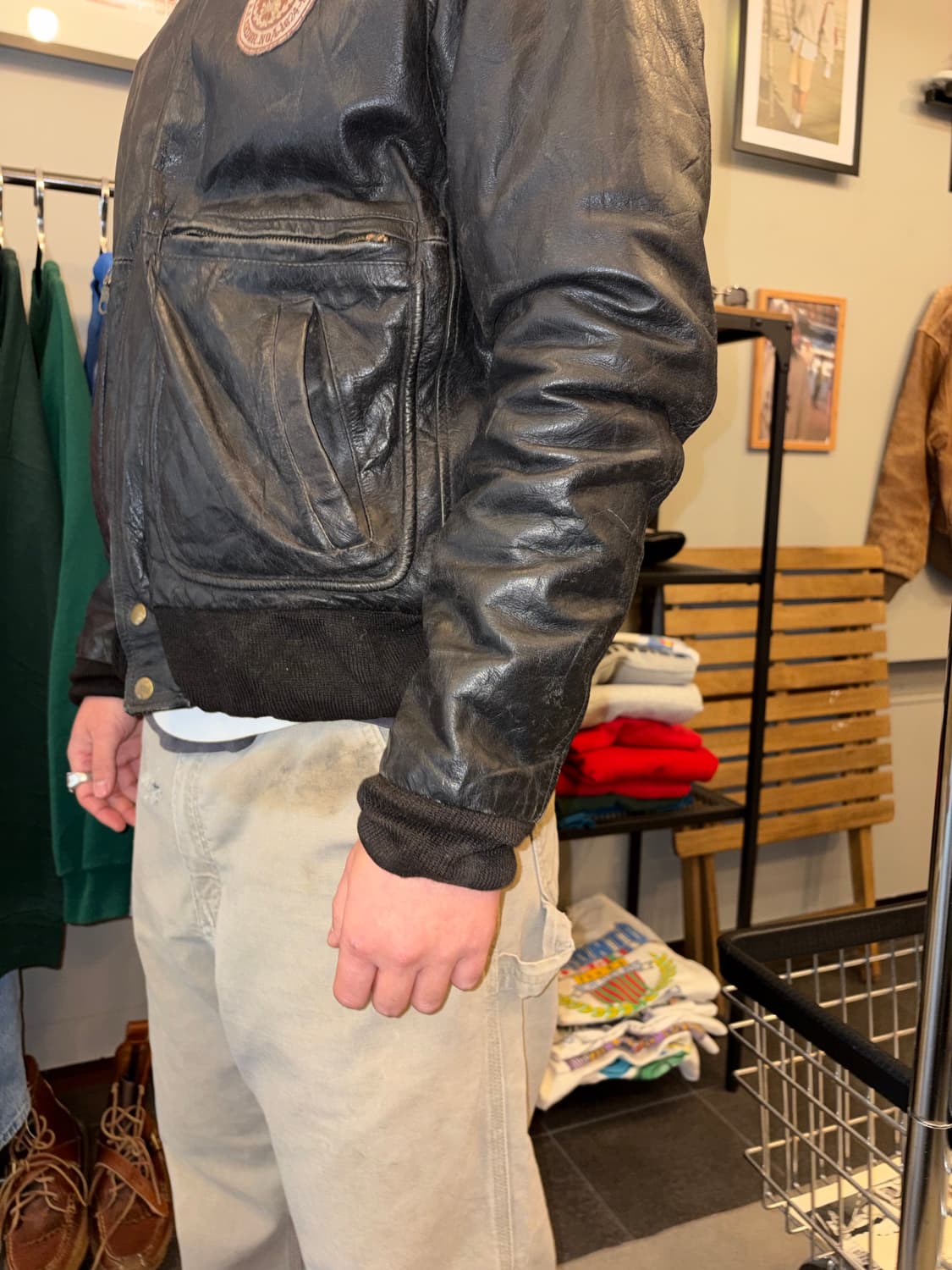 80’s American  cow-leather A-2 bomber  상품이미지7