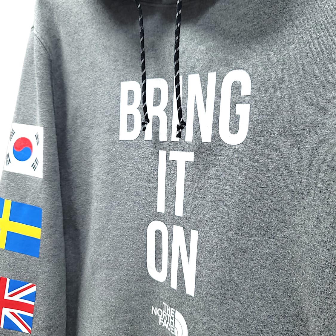 [110/2XL] 노스페이스 그레이 플래그 크루 후드 긴팔 후드 티셔츠 상품이미지5