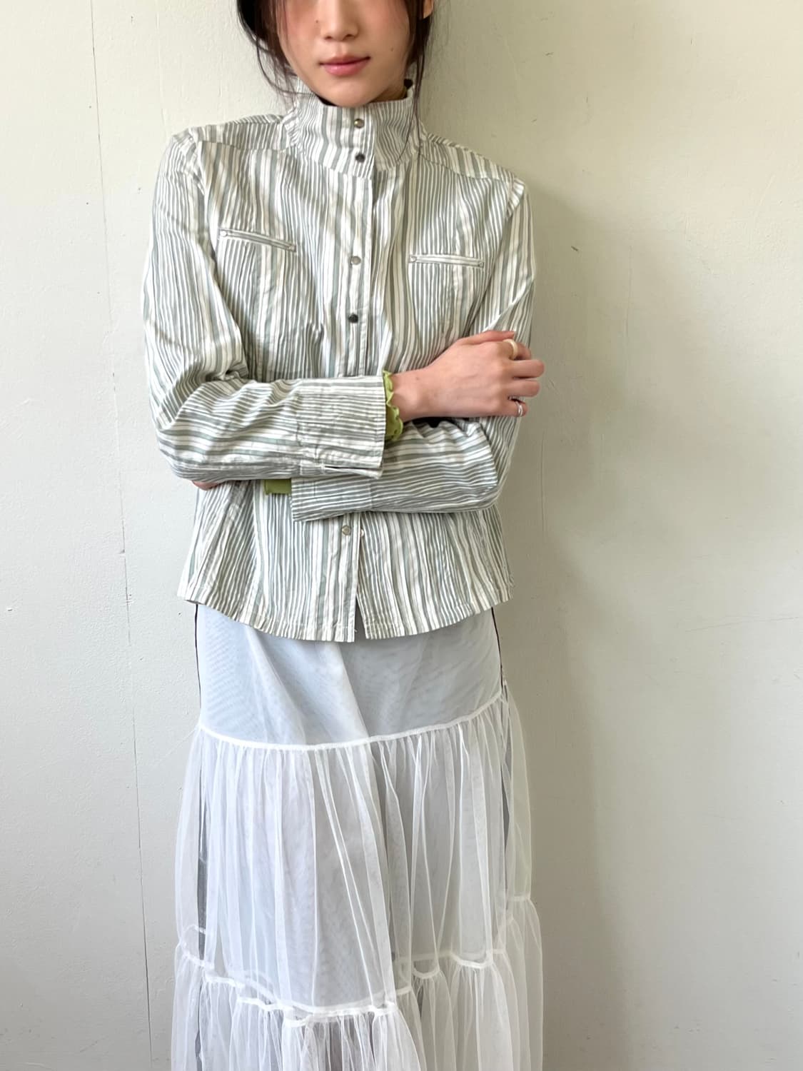 Lady’s Mode 민트 스트라이프 셔츠 자켓 상품이미지5