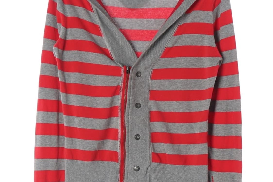 지스타로우 빈티지 레드 단가라 니트 후드 집업 M 상품이미지4