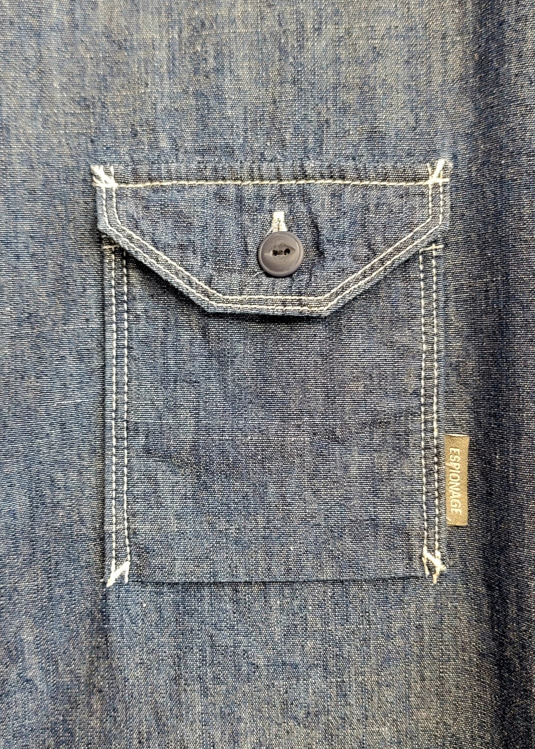 에스피오나지(ESPIONAGE) 루즈핏 반팔 샴브레이 워크셔츠 판매 상품이미지5