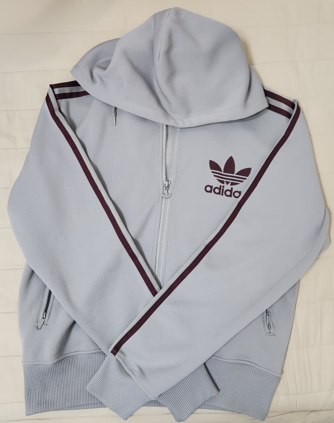 (판매) 아디다스 후드 플락 져지 그레이 버건디 와인 집업 adidas 상품이미지3