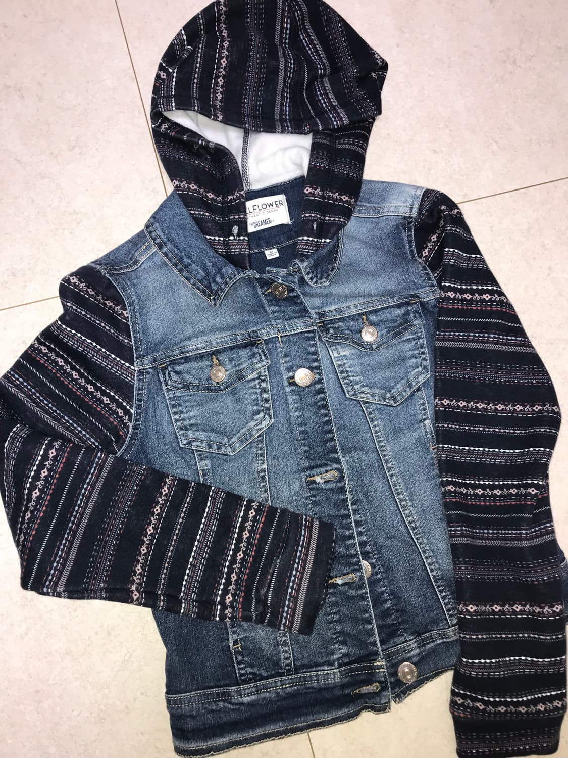빈티지 히피 세미크롭 후드 청자켓 데님자켓 상품이미지1