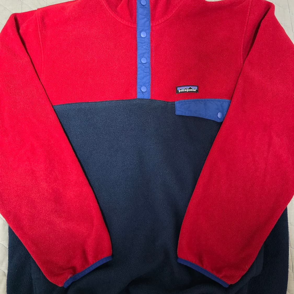 [L] 빈티지 파타고니아 신칠라 스냅 후드 풀오버 레드/네이비 매티보이 상품이미지3