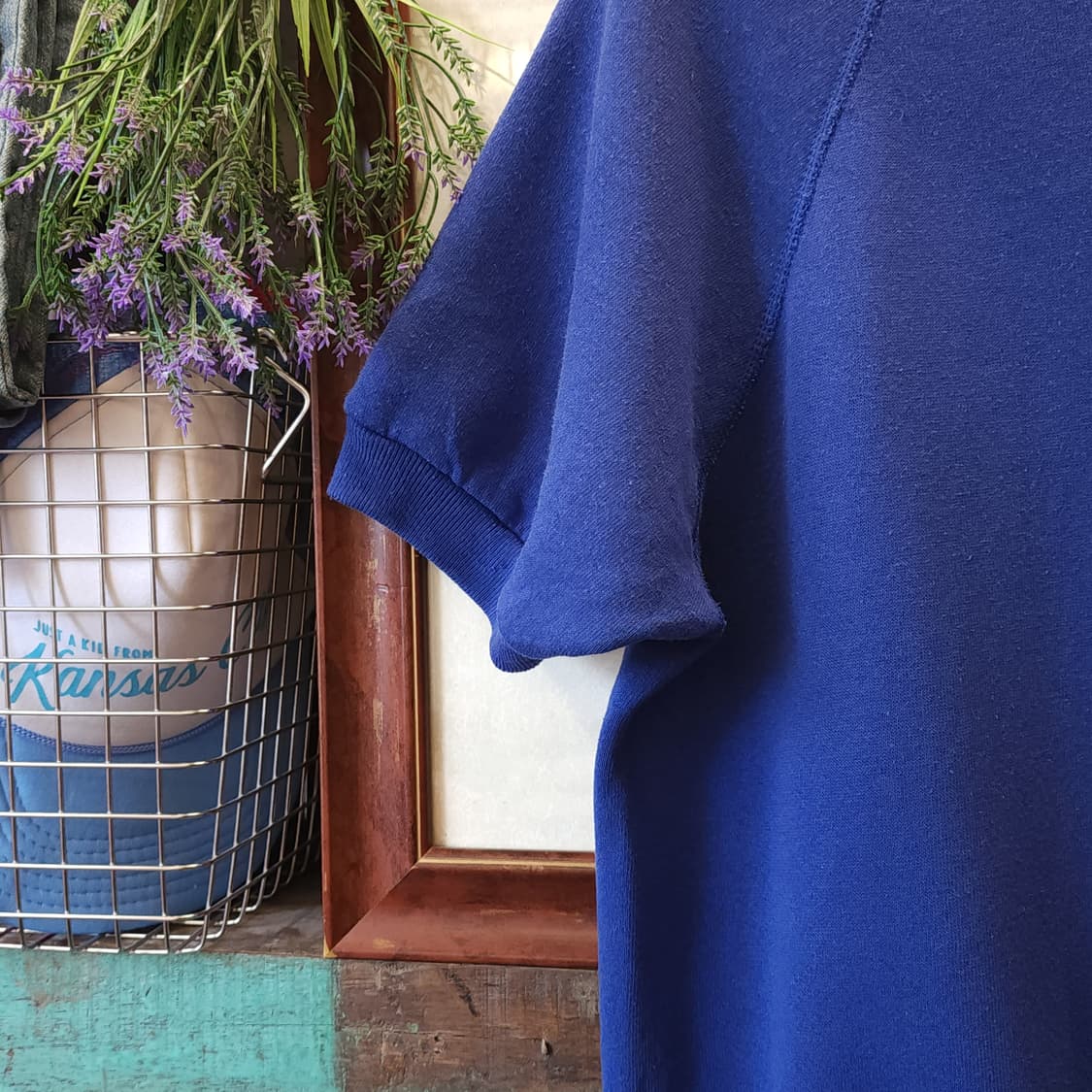 90s Lee 빈티지 반팔 스웻셔츠 블루 링거티 플레인 스웻셔츠 L 상품이미지4