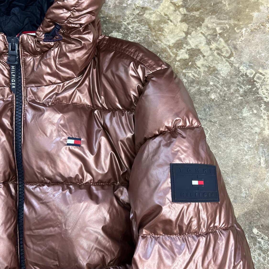 L) 타미힐피거 글로시 브론즈 푸퍼자켓 패딩점퍼 상품이미지3