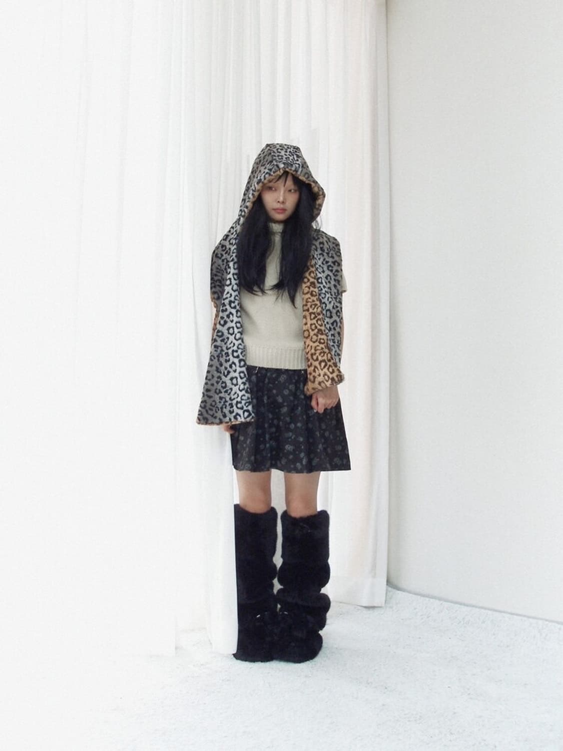 핀쿠노마루 leopard reversible hood muffler  상품이미지2