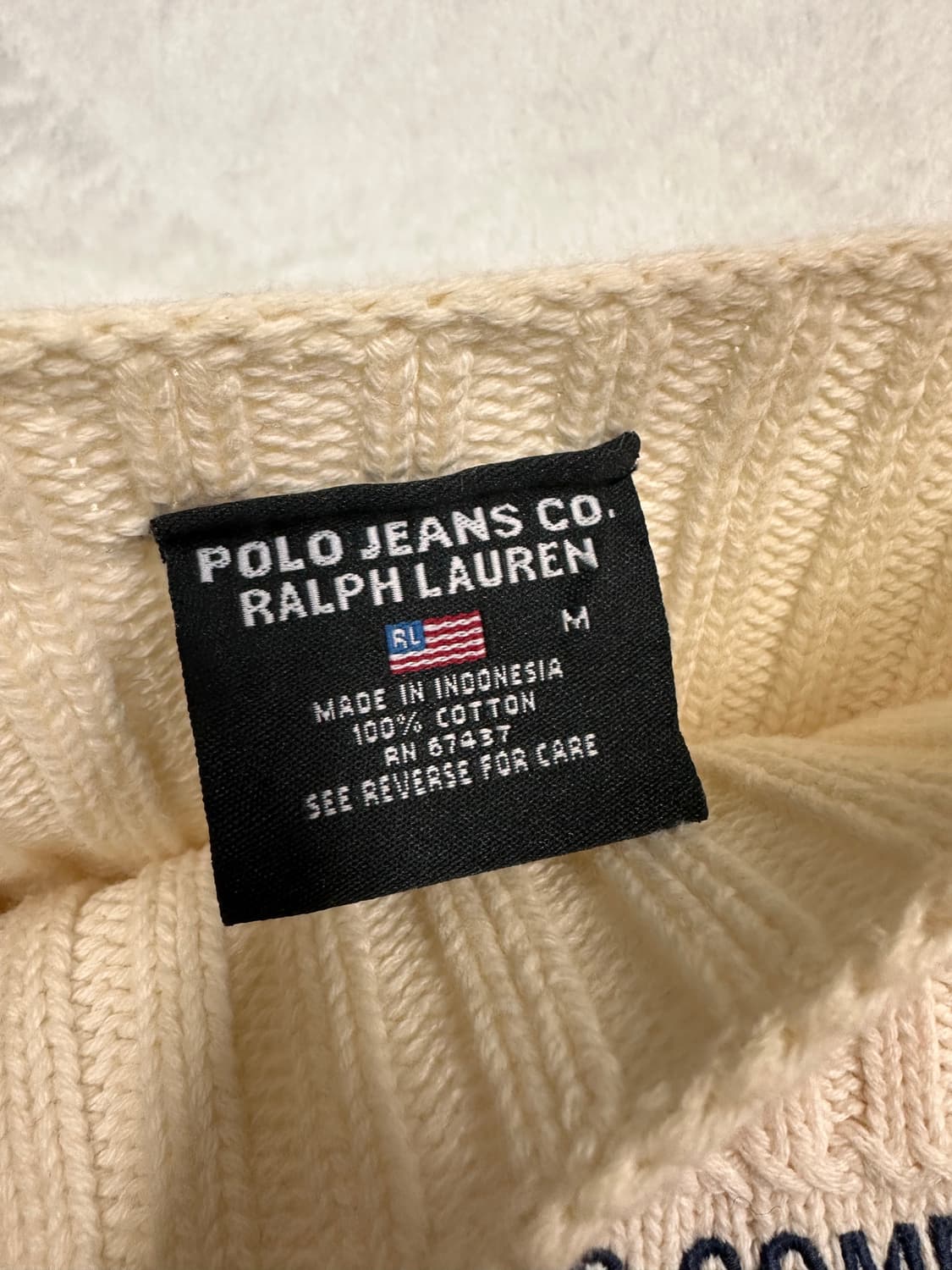 (M)폴로진스 보트넥 성조기 니트 크림 상품이미지5