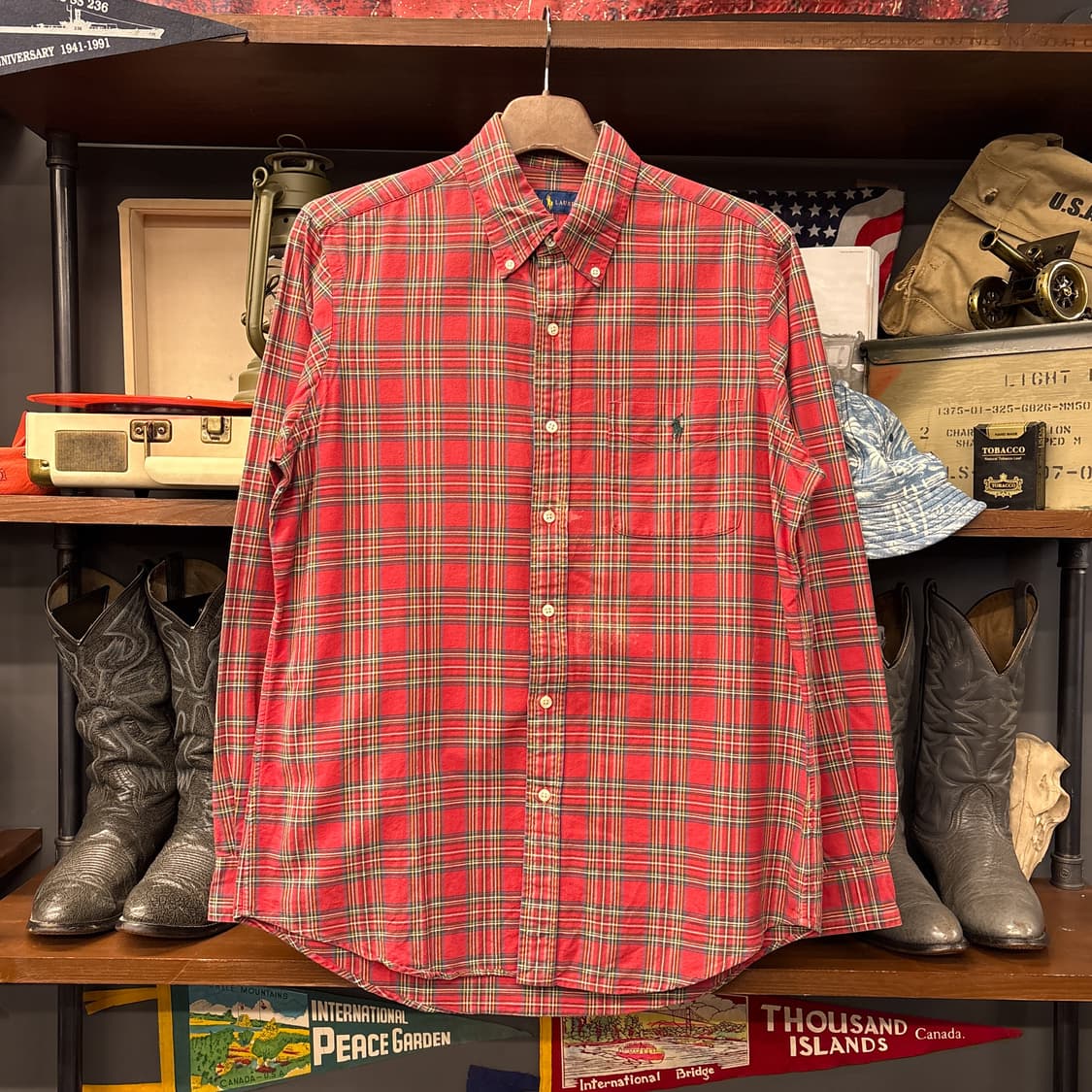 신형라벨 폴로 랄프로렌 레드 타탄체크 버튼다운 셔츠 N751 상품이미지1