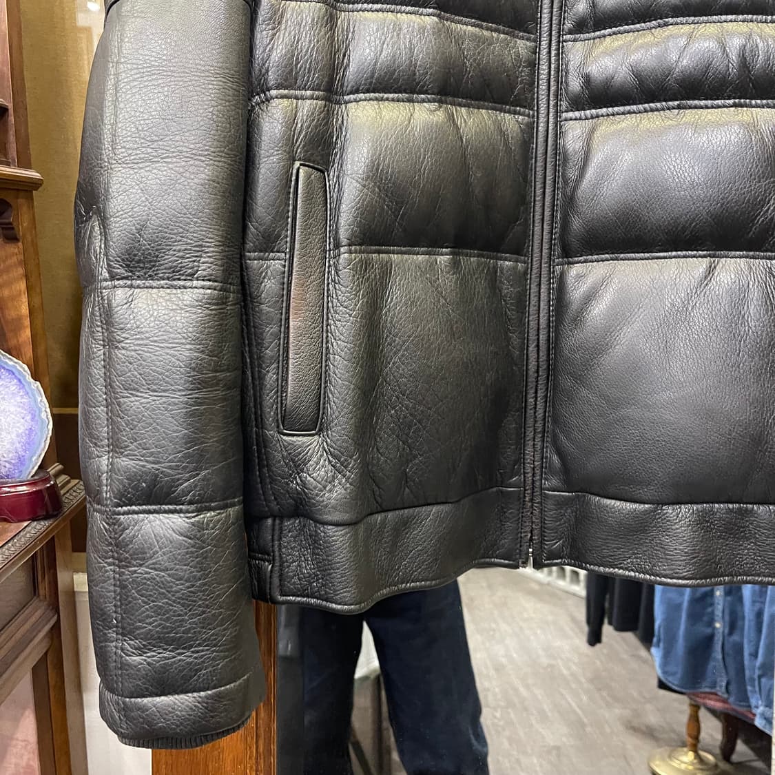 Vintage leather puffer jacket 상품이미지5