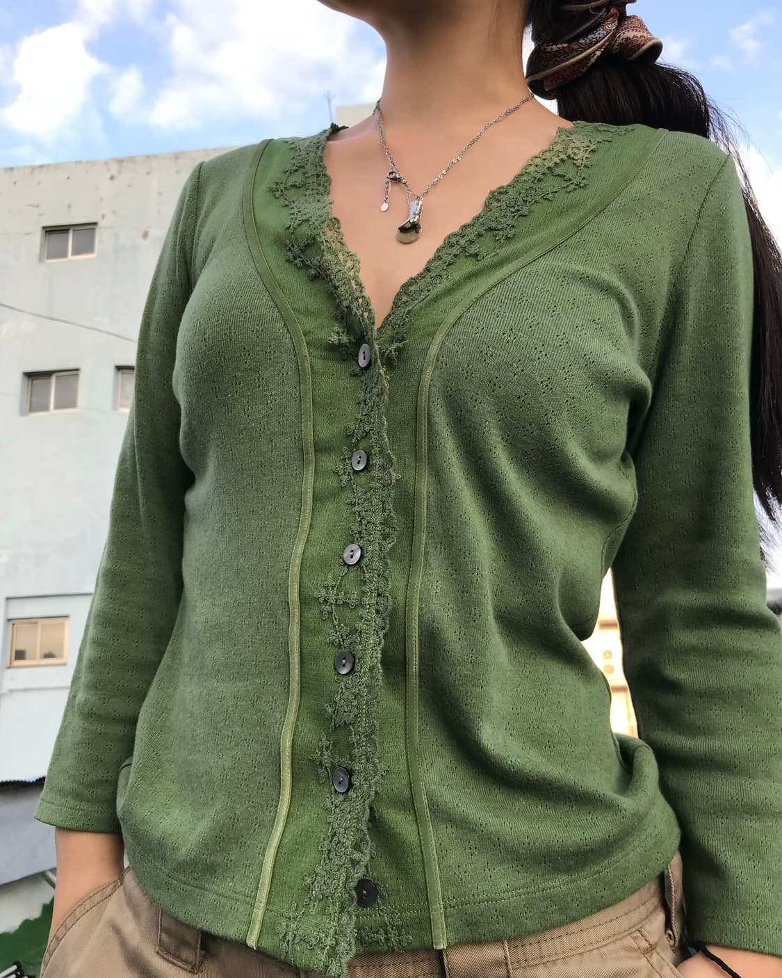 올리브 레이스 가디건 상품이미지1