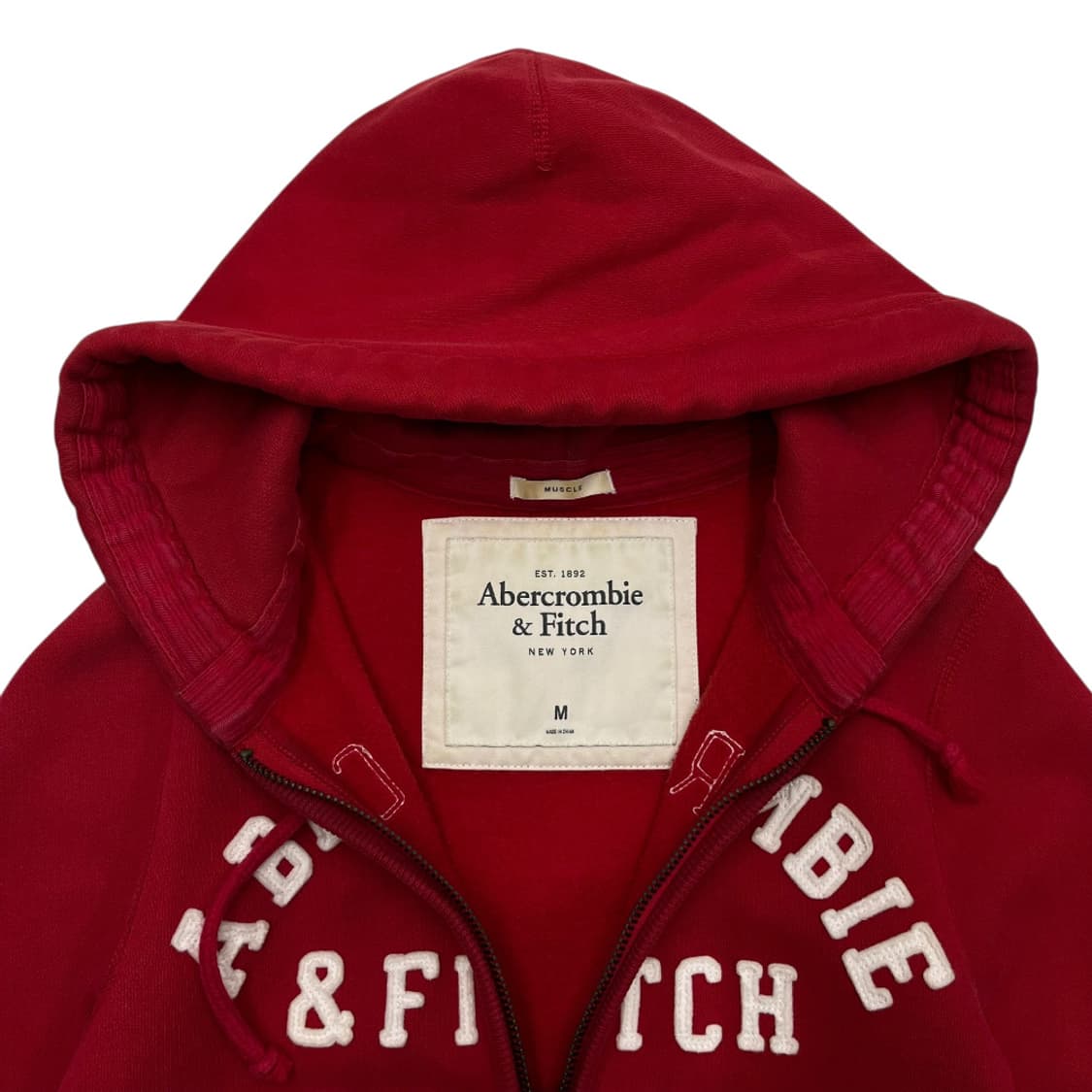 아베크롬비 센터로고 레드 후드집업 M 상품이미지5