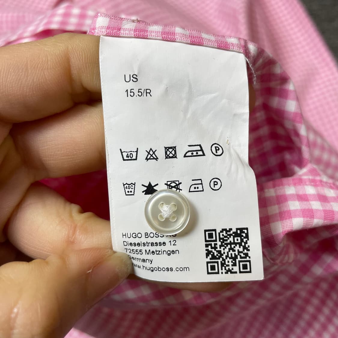 BOSS 휴고보스 핑크 깅엄체크 샤프핏 긴팔 셔츠 상품이미지6