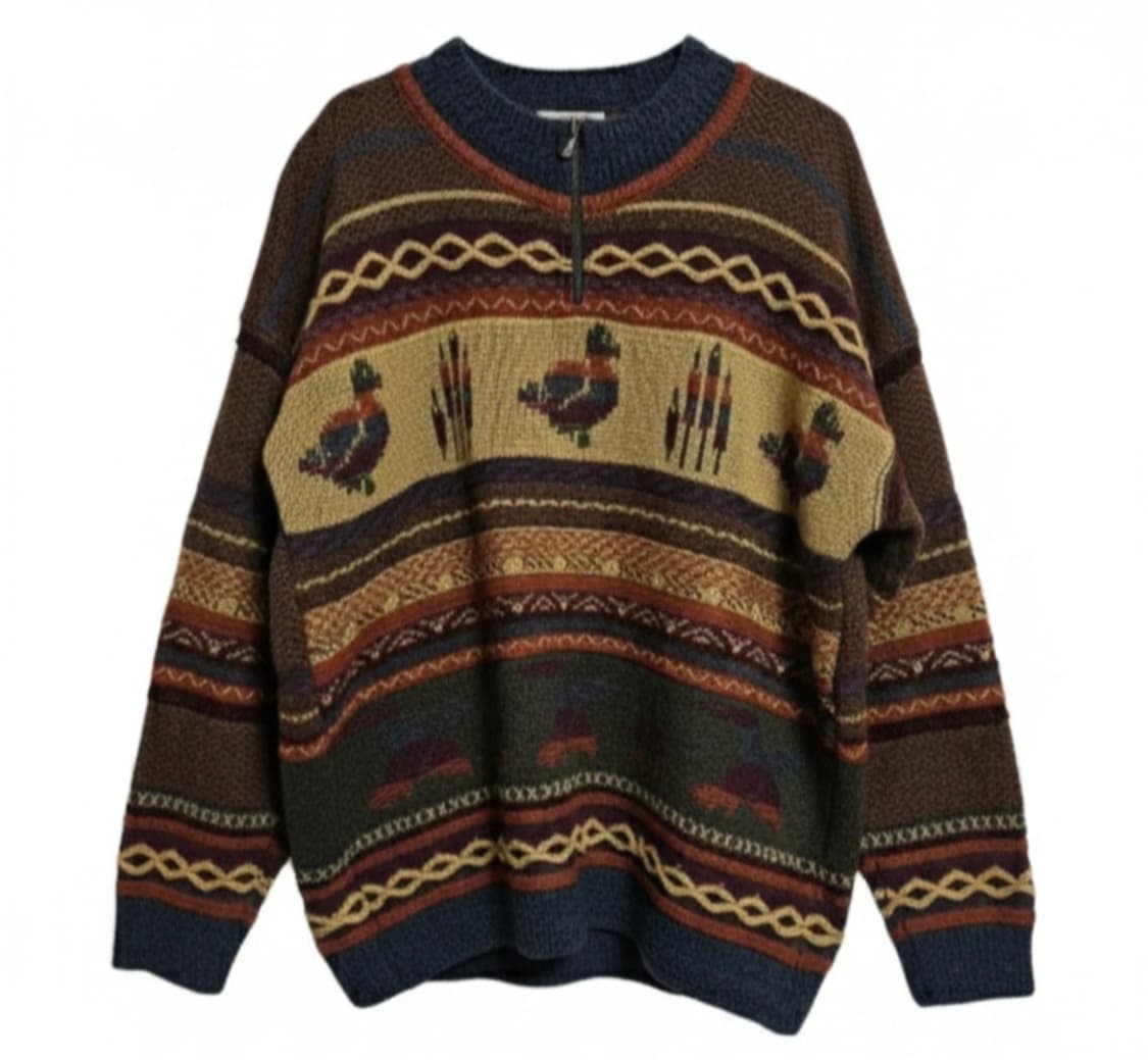 💥대장급💥빈티지 반집업 니트/snowy peak 스노위피크 상품이미지1