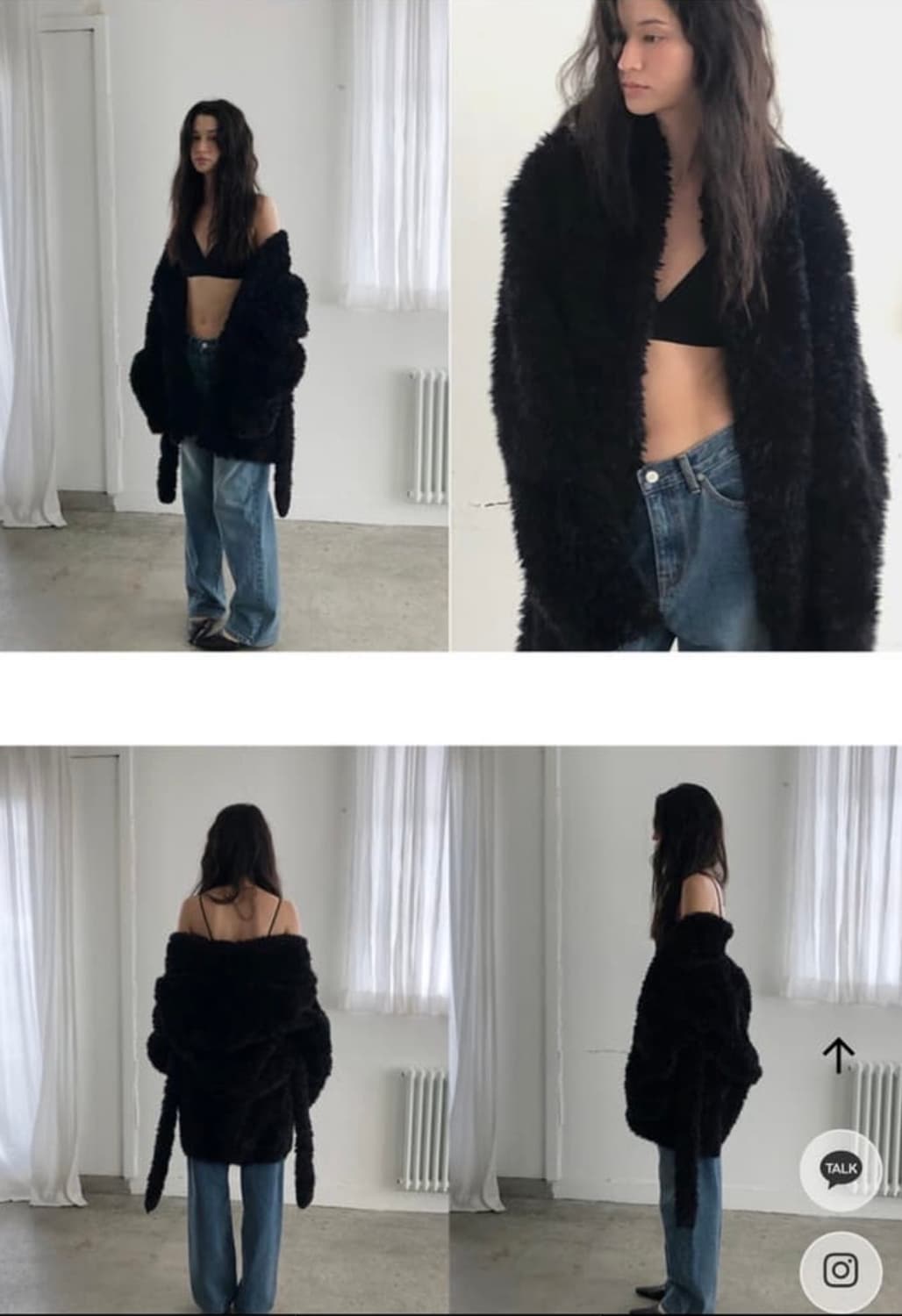 샵포허 스트랩 헤어리 퍼자켓 블랙 상품이미지1