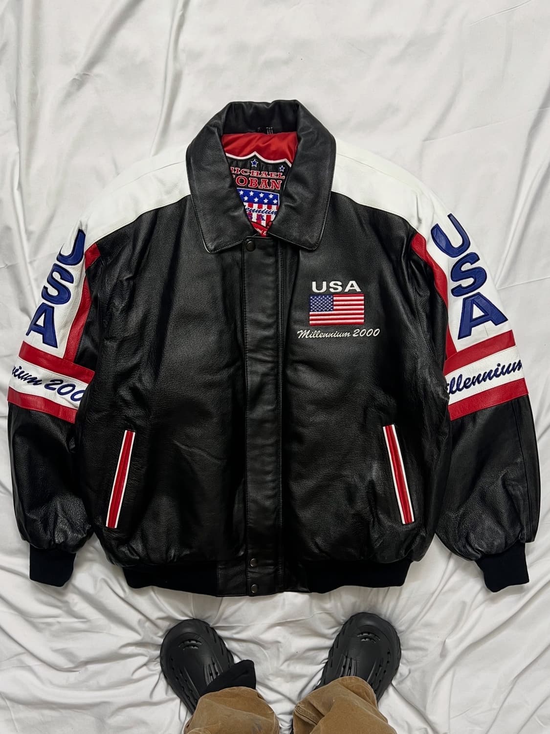 마이클호번 밀레니엄 성조기 가죽자켓 상품이미지1